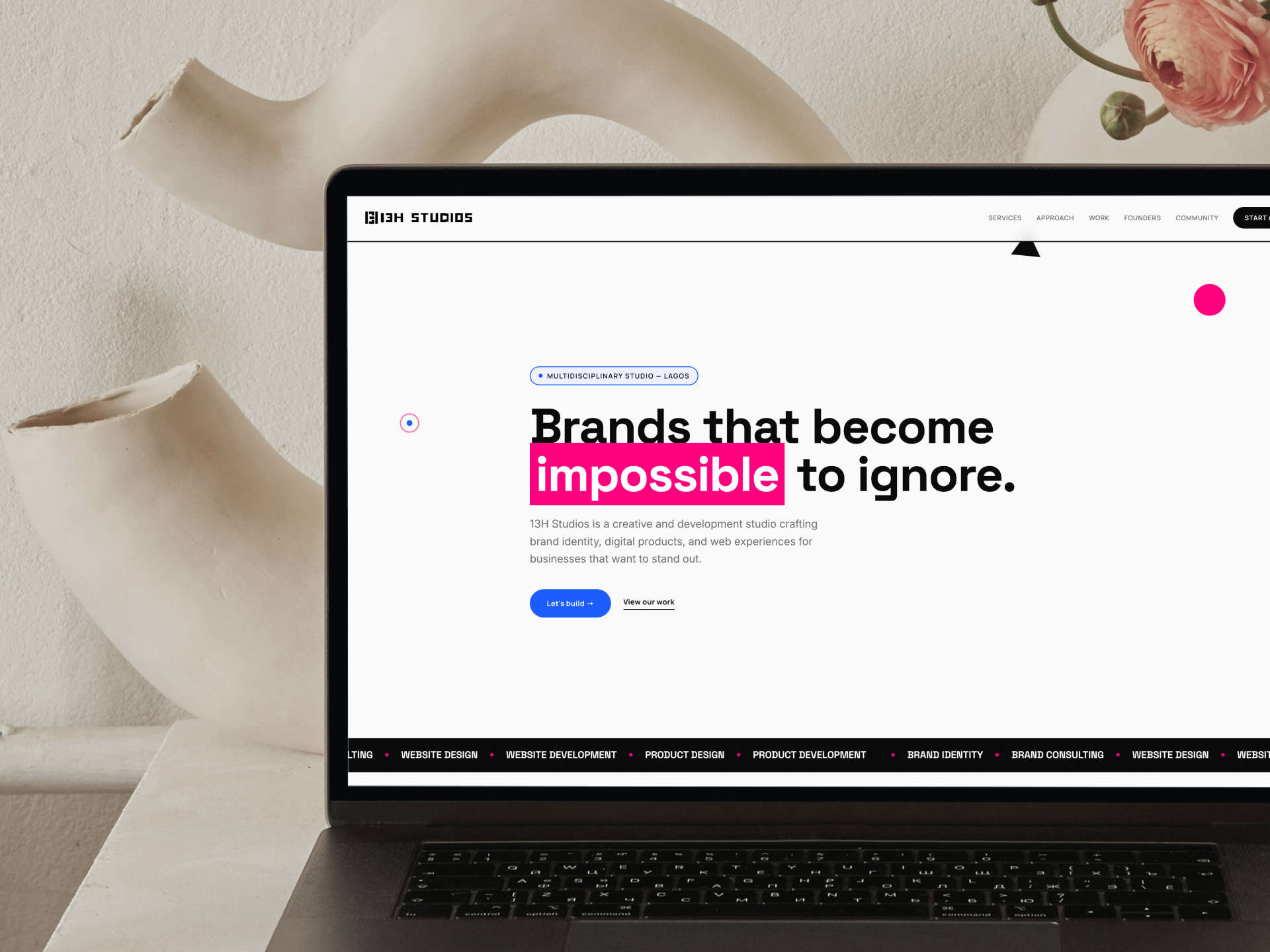 13H Studios homepage mockup