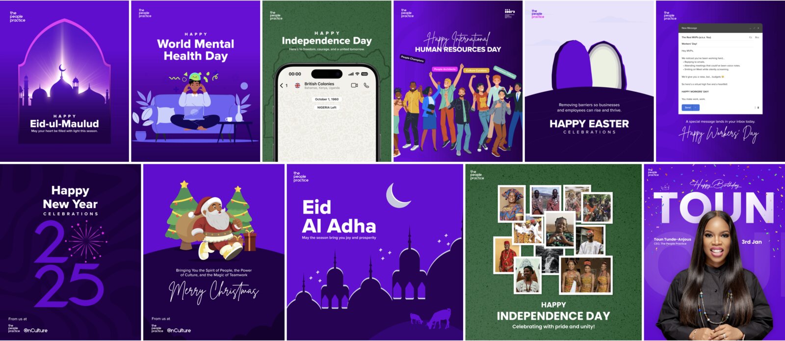OnCulture holiday and campaign social graphics