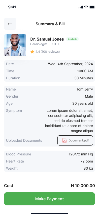 Cardio input vitals screen on mobile