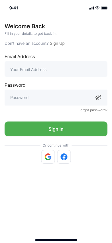 Cardio login screen on mobile
