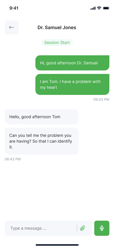 Cardio in-chat messaging screen on mobile