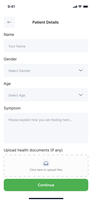 Cardio patient details screen on mobile