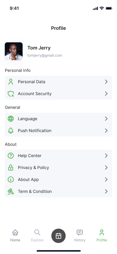 Cardio profile screen on mobile