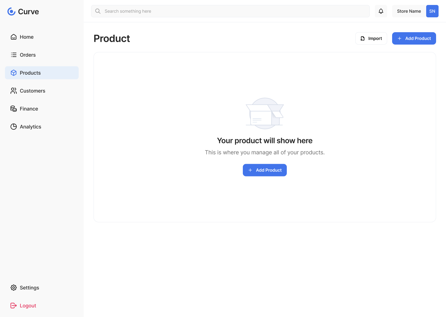 Curve products empty state