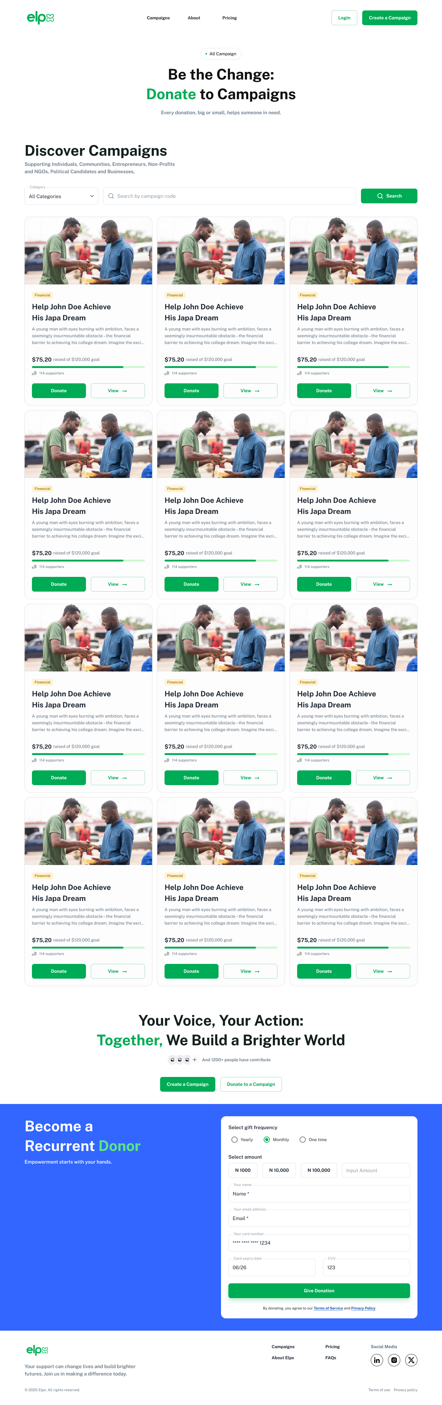 ELPX explore campaigns listing page
