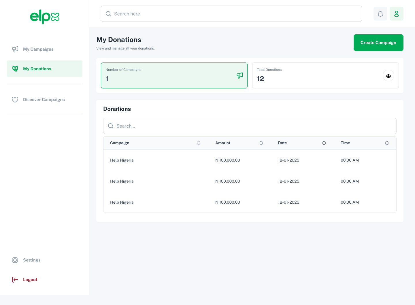ELPX my donations dashboard